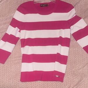 Karl Lagerfeld Bold Pink and White Striped Top